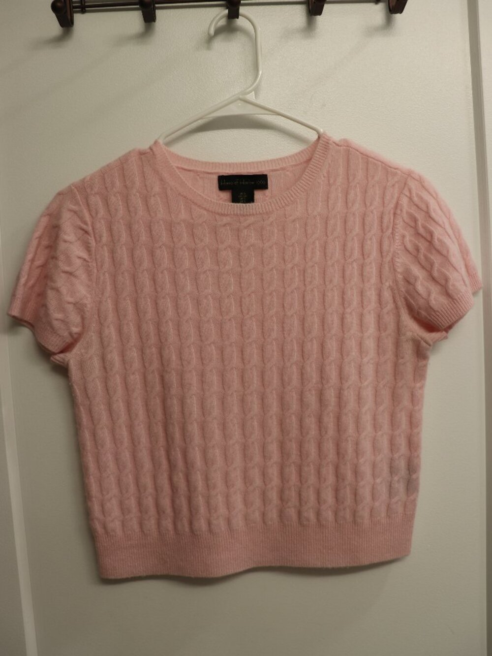 House of Harlow 1960 100% Cashmere cropped Cable Knit Sweater Pink Size S